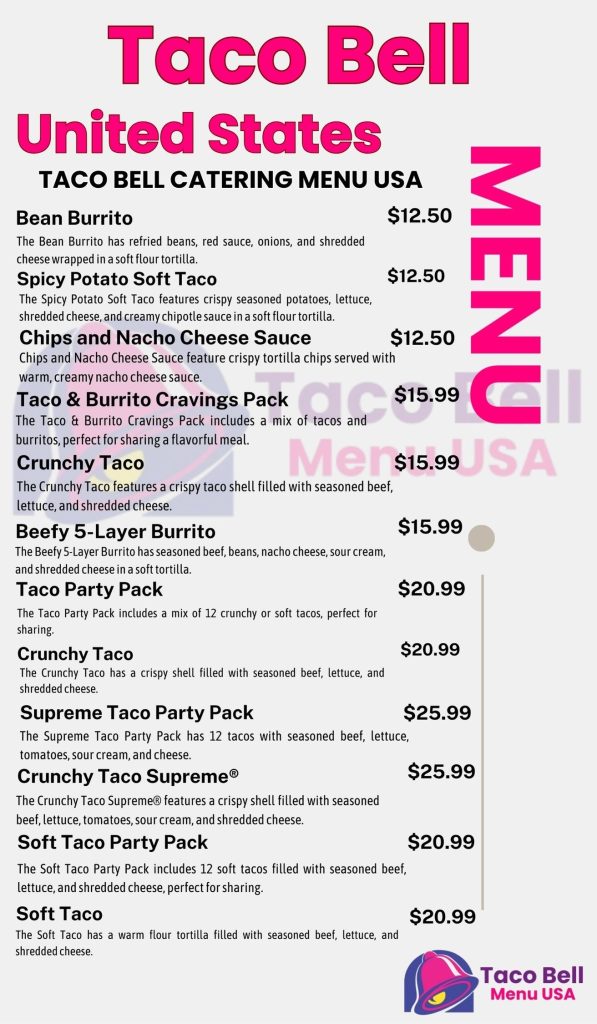 Taco Bell Catering Menu US